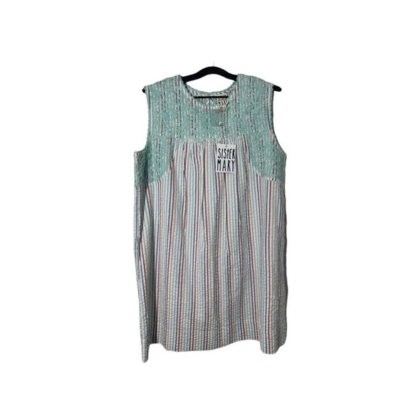 Sister Mary dress Candy stripe floral embroidered‎ Madelina Large NWT boho - Picture 1 of 5